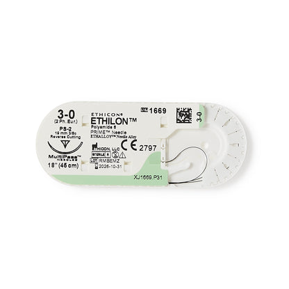 SUTURE, ETHILON BLK MONO 3-0 18" PS-2 (36/BX)