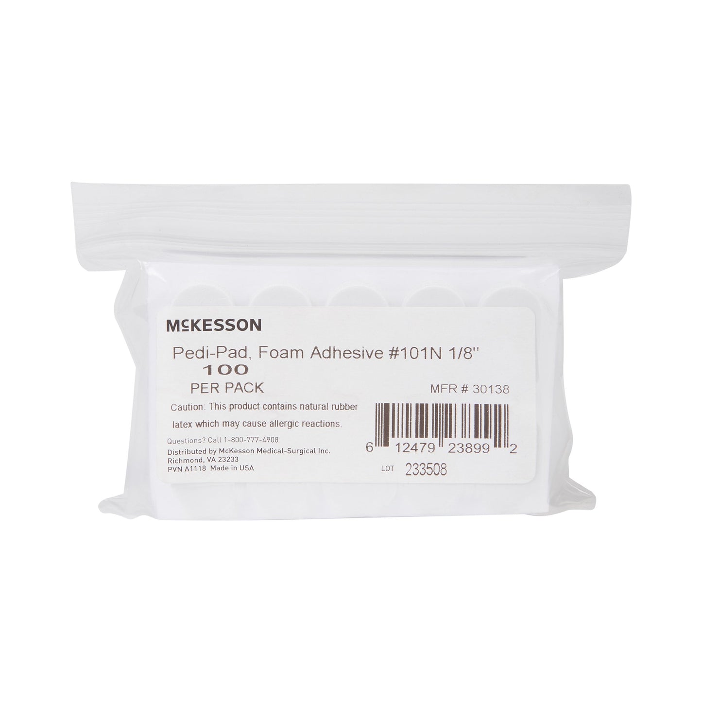 PEDI-PAD, FOAM ADH WHT #101-NAARROW 1/8" (100/PK 10PK/CS)