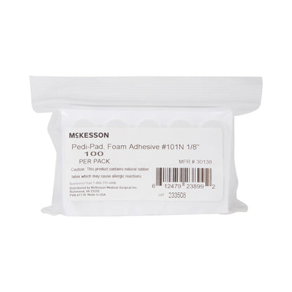 PEDI-PAD, FOAM ADH WHT #101-NAARROW 1/8" (100/PK 10PK/CS)