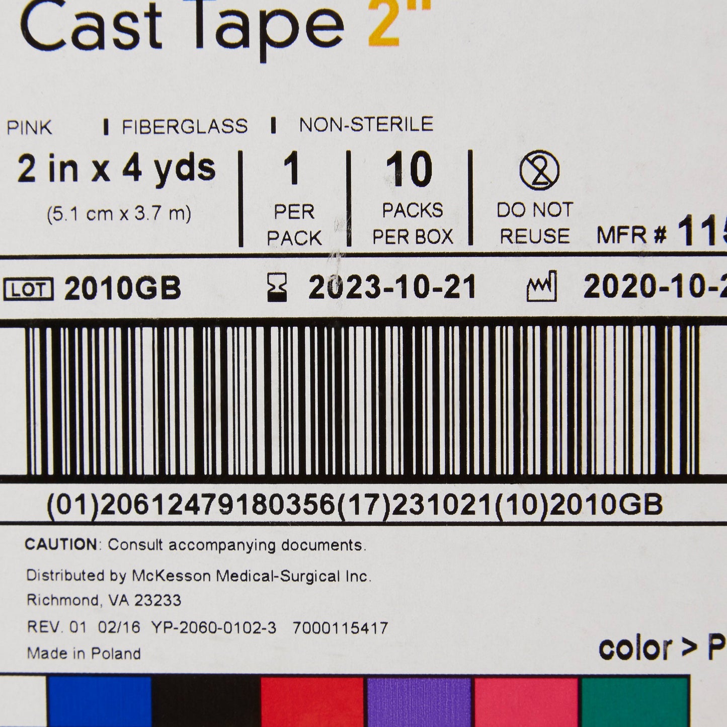 TAPE, CAST PNK LF 2"X4YDS (10RL/BX)