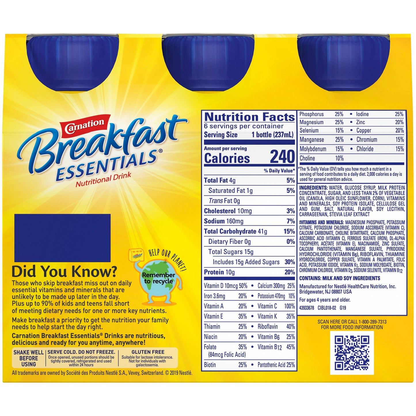 CARNATION INST BRKFST, ESSN LSRTD 8OZ BT F VAN (6/PK 4PK/CS)