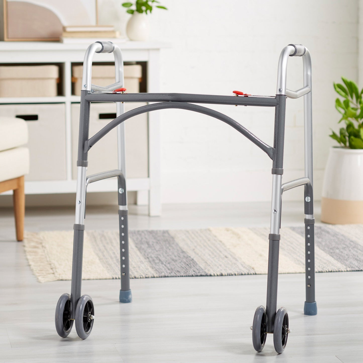 WALKER, FOLDING STEEL W/WHLS HVY DUTY ADLT 500LB (2/CS)