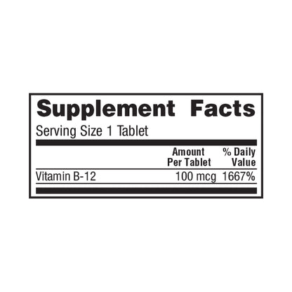 VITAMIN B-12, TAB 100MCG (100/BT 12BT/CS)