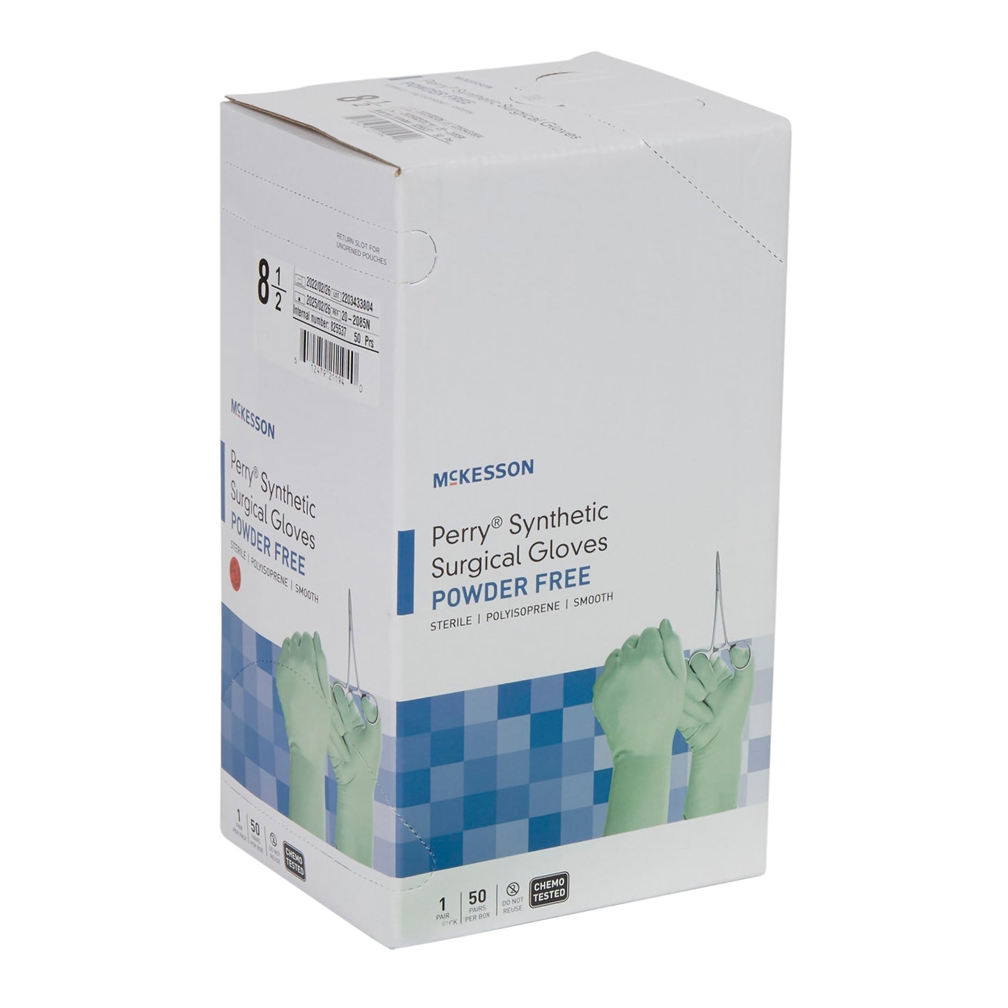 GLOVE, SURG PLYISO 8.5 STR2 SMTH CHEMO (50PR/BX 4BX/CS)
