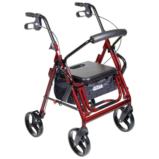 CHAIR, ROLLATOR/TRANSFER BURGUNDY W/8" CASTERS