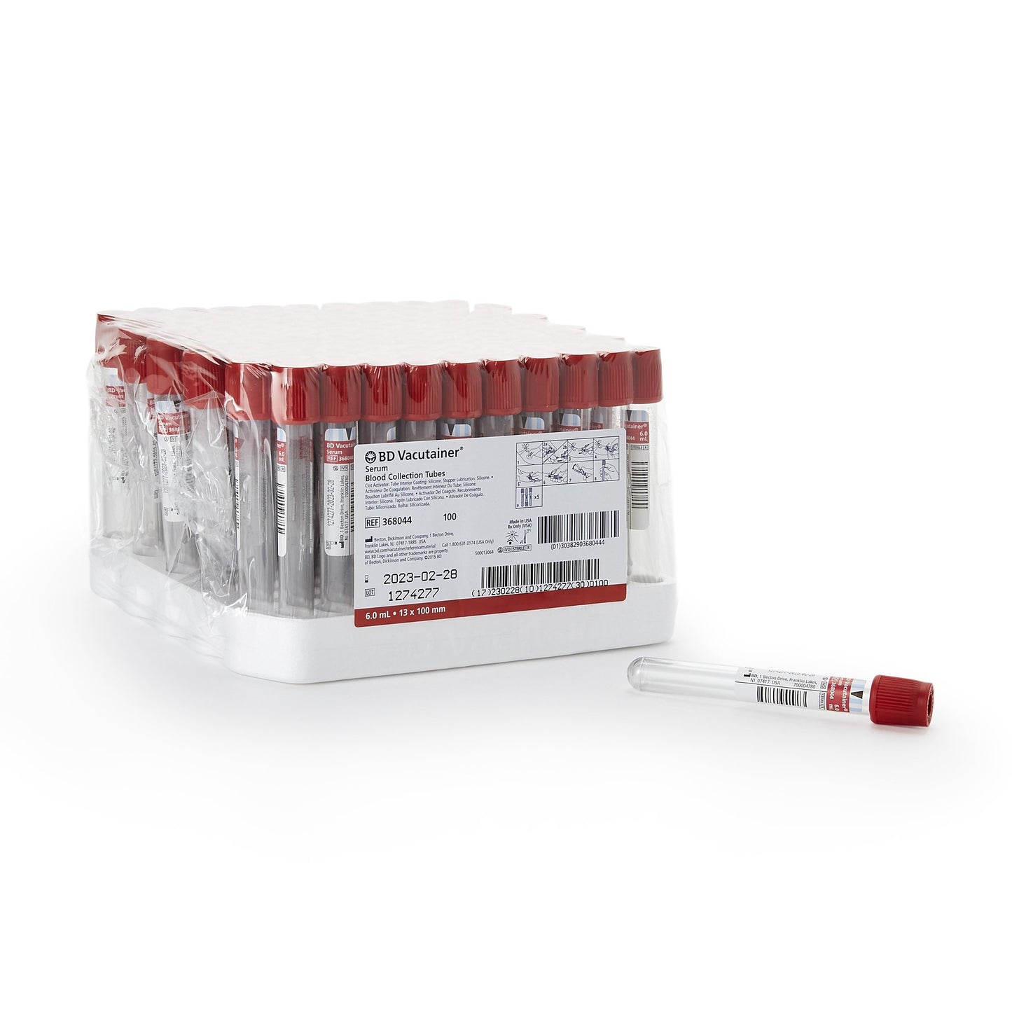 TUBE, BLD COL CLOT RED 6ML PLAS VACUTAINER (100/PK 10PK/CS)