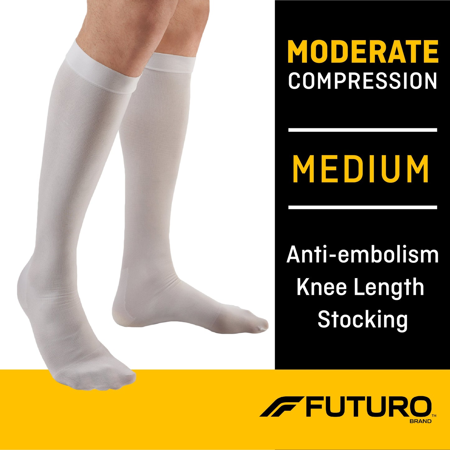 STOCKING, ANTI-EMBOLISM KNEE CLOSED-TOE WHT MED REG (6PR/CS)