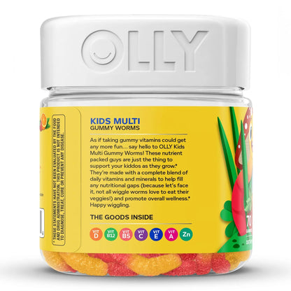 OLLY, GUMMY WORMS KIDS MULTI SOUR FRUITY PUNCH (70/BT)