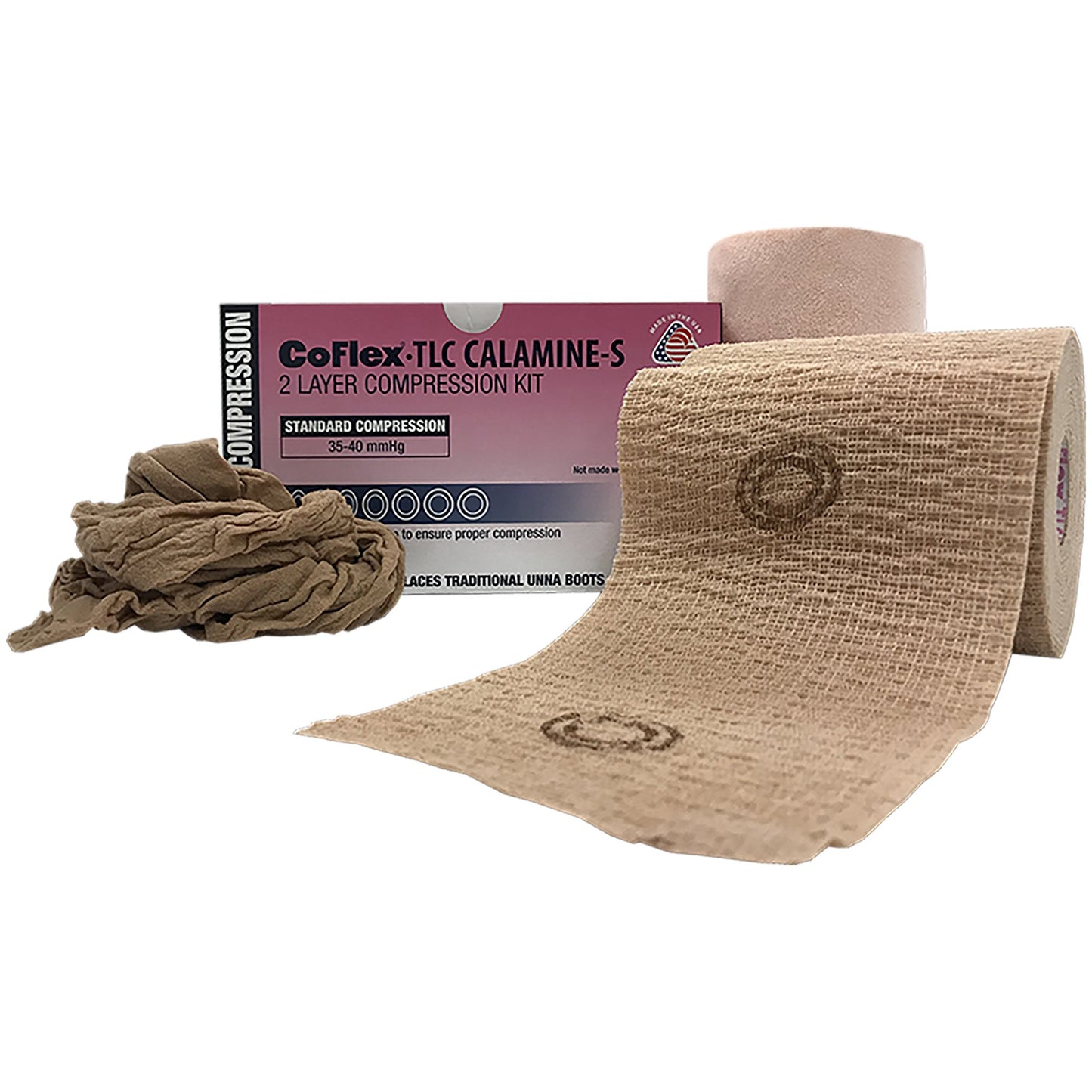 BANDAGE, COMPRSN COFLEX 2LAYERW/CALAMINE 4"X7" (2/BX 8BX/CS