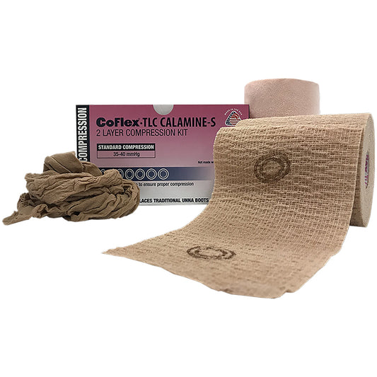 BANDAGE, COMPRSN COFLEX 2LAYERW/CALAMINE 4"X7" (2/BX 8BX/CS