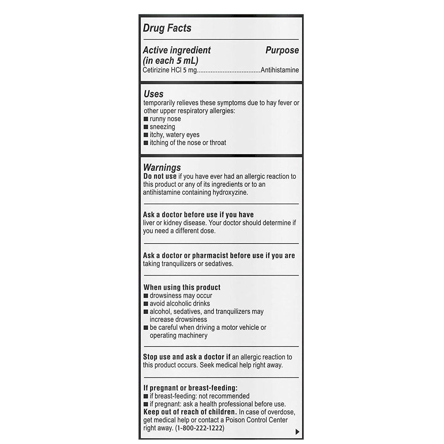 CHILDRENS ZYRTEC, SYRP 1MG/ML 4OZ