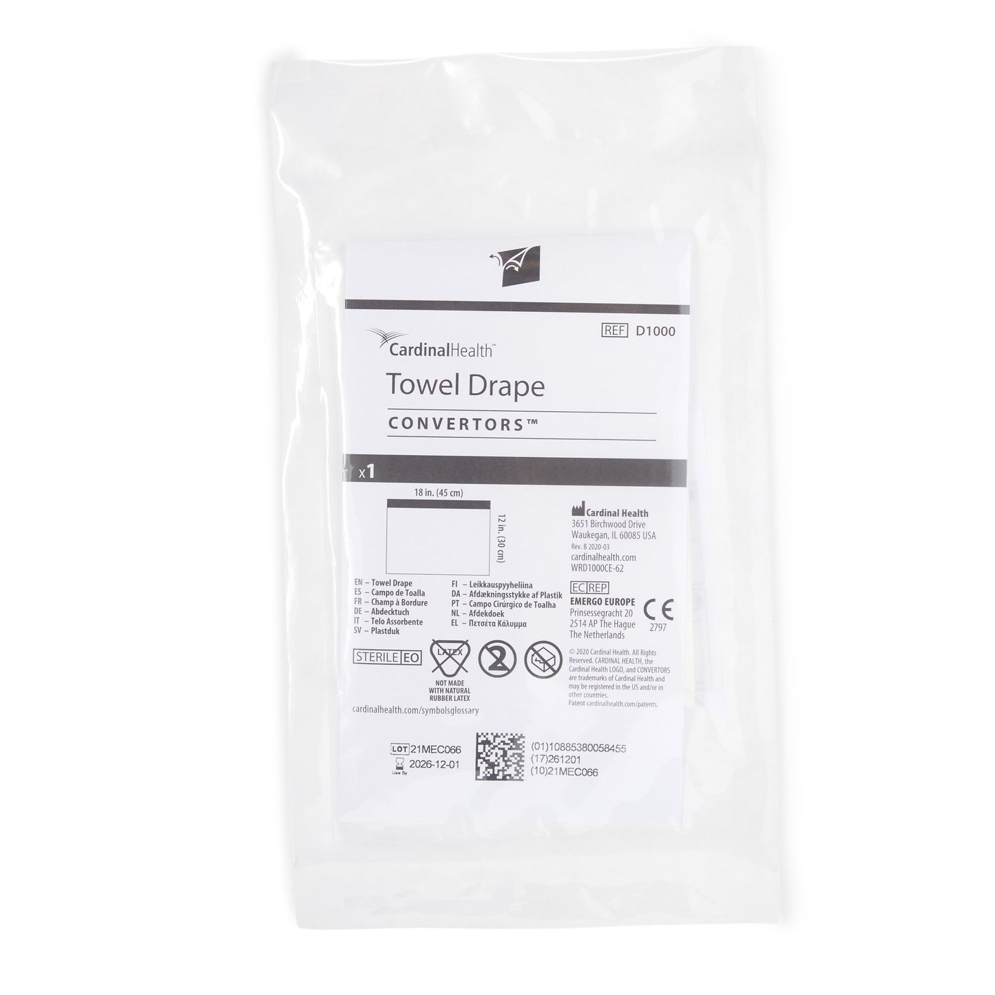 DRAPE, SURG TOWEL ADH PLAS SM 12"X18" (10/BX 1BX/CS)