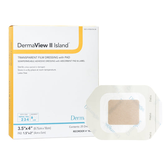 DRESSING, WOUND DERMA VIEW II ISLAND 3.5X4 (25/BX)