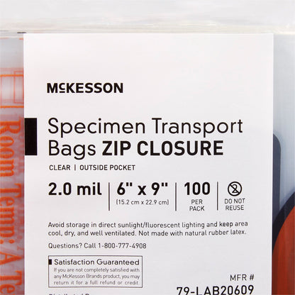 BAG, SPCMN BIOHAZ OUTSIDE PCKT6"X9" (100/PK 10PK/