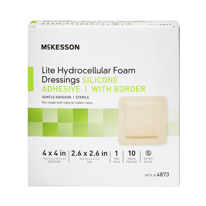 FOAM, ADH SIL LT W/BORDER 4"X4" (10/BX 20BX/CS)
