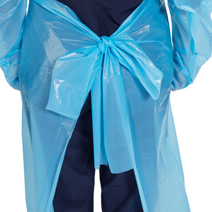 GOWN, PE/FILM NR W/THUMB LOOP CUFF/OPN BCK XLG (15/BX 5BX/CS