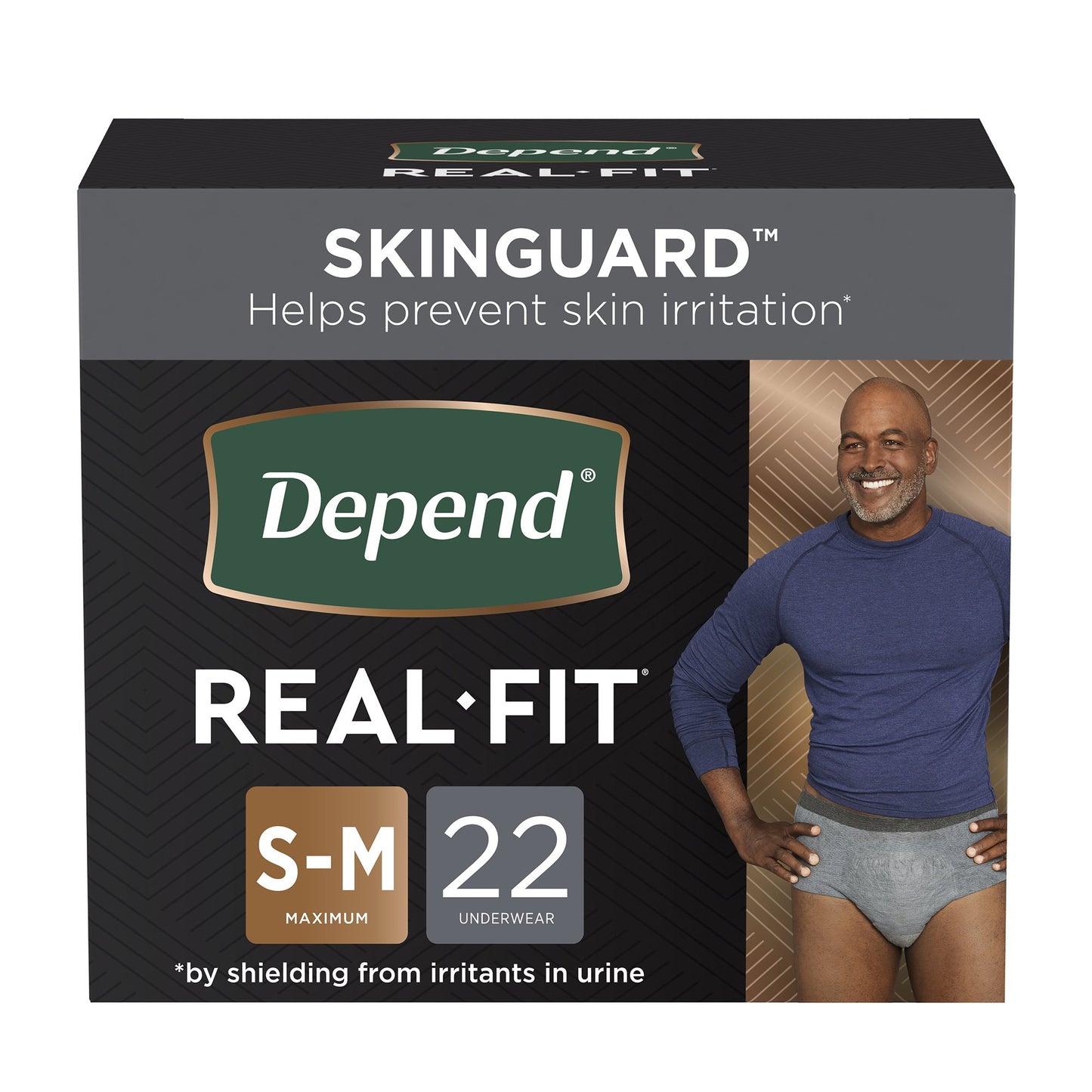 BRIEF, INCONT DEPENDS REAL FITABSRB MENS SM/MED (22/PK 2PK/