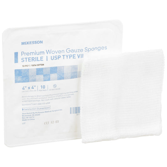 SPONGE, GAUZE TYPE-VII 12PLY STR 4"X4" (10/TR 128TR/CS)