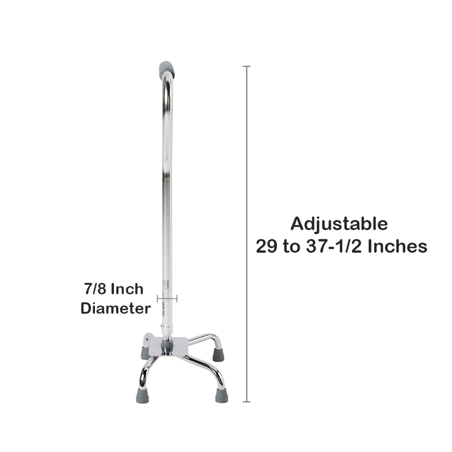 CANE, QUAD/LG BASE ALUM CHROME(4/CS)