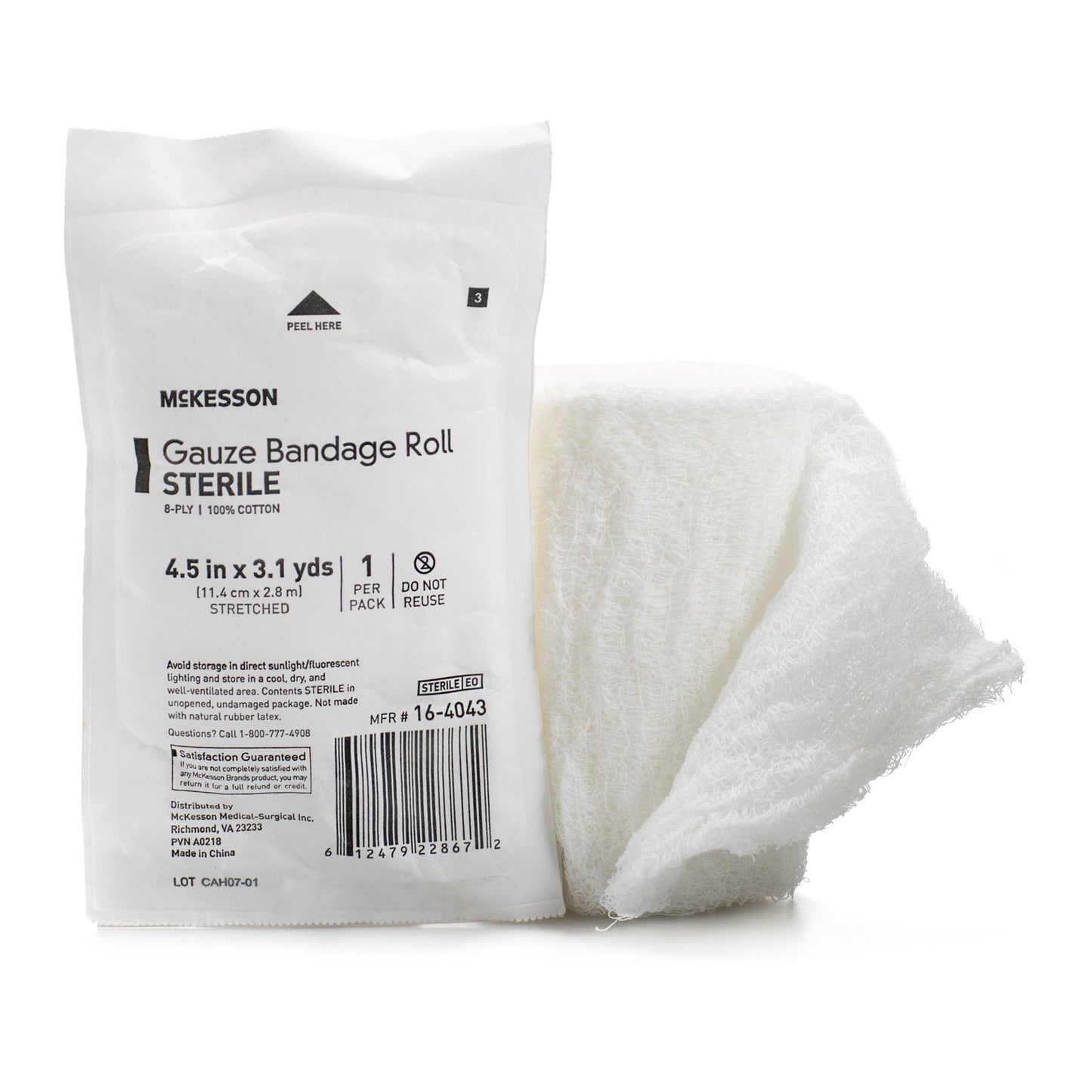 BANDAGE ROLL, GAUZE FLUFF STR 4.5"X3.1YDS (100/CS)