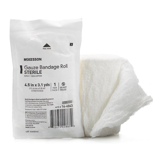 BANDAGE ROLL, GAUZE FLUFF STR 4.5"X3.1YDS (100/CS)