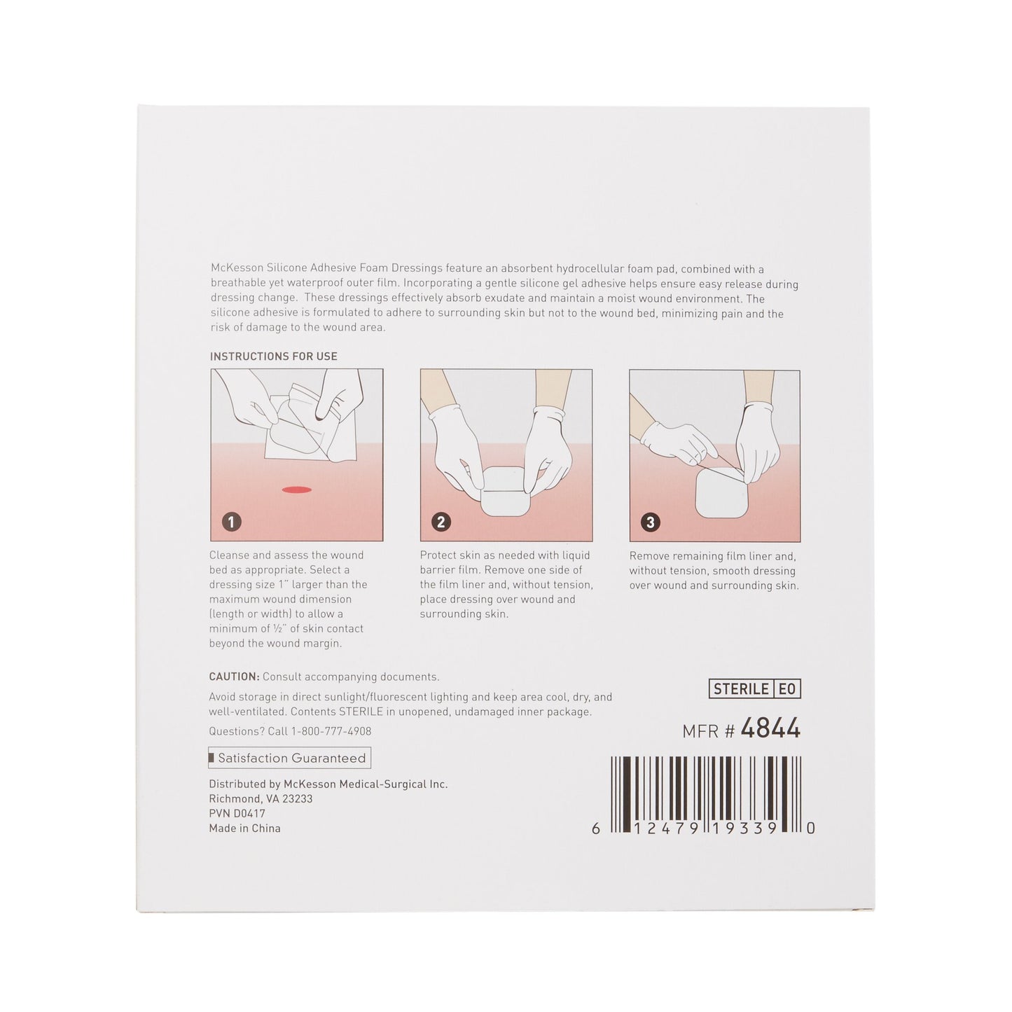 FOAM, ADH SIL W/BORDER 6"X6" (10/BX 20BX/CS)