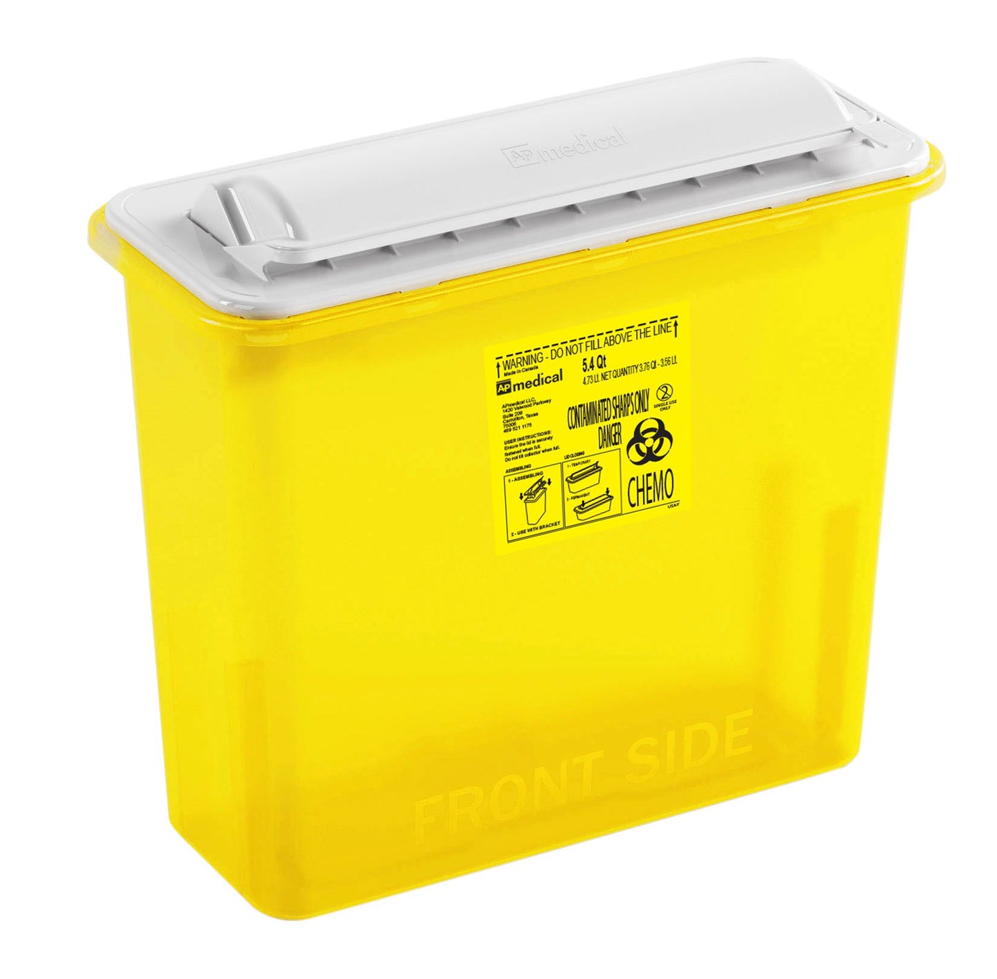 CONTAINER, SHARPS CHEMO YLW 5.4QT WALL (12/CS)