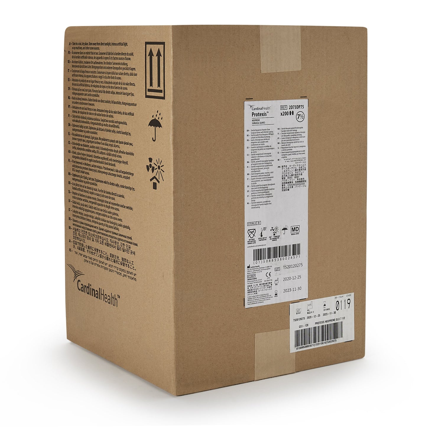 GLOVE, SURG NPRN 7.5 STR2 SMTHCHEMO (50PR/BX 4BX/CS)