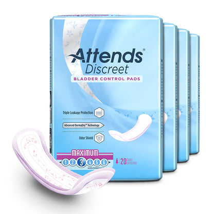 PAD, BLADDER CNTRL ATTENDS DISCREET MAX (20/BG 10BG/CS)