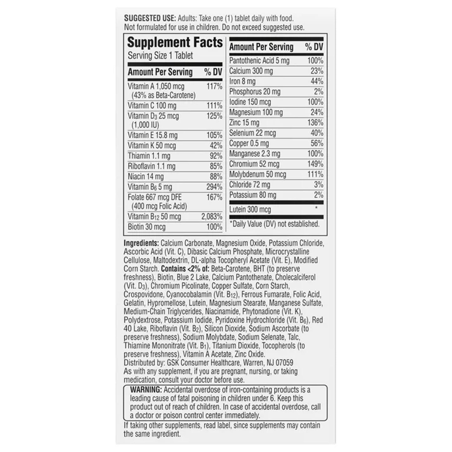CENTRUM SILVER, TAB WMN 50+ MULTIVITAMIN (100/BT)