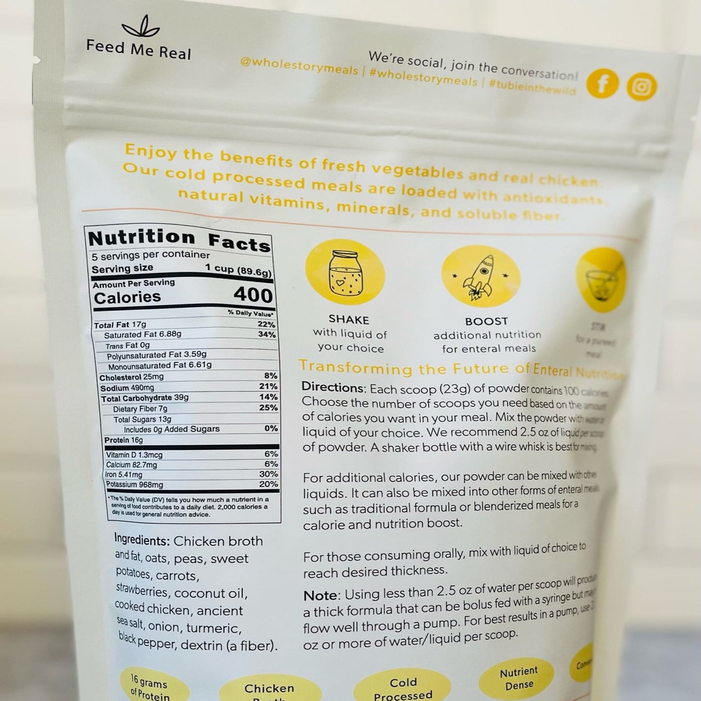 FOOD, POWDERED CHICKEN/PEAS & CARROTS 16OZ (30/CS)