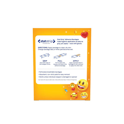 BANDAGE, ADH EMOJIS 3/4"X3" (100/BX 12BX/CS)
