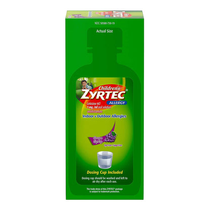 ZYRTEC, SOL ALLERGY CHILDREN GRAPE 24HR 1MG/ML 4OZ