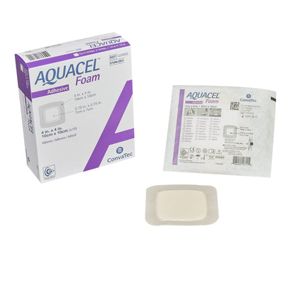 DRESSING, WOUND AQUACEL ADH FOAM 4"X4" (10/BX 18BX/CS)