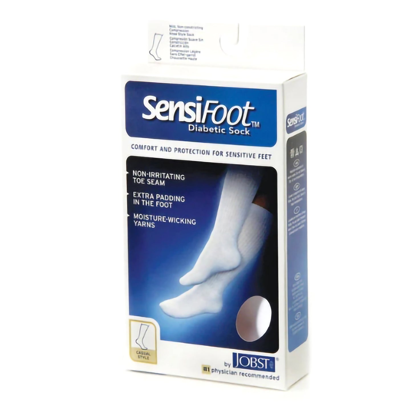 SOCK, COMPRSN KNEE-HI CLSD TOESENSIFOOT WHT LG 8-15MMHG