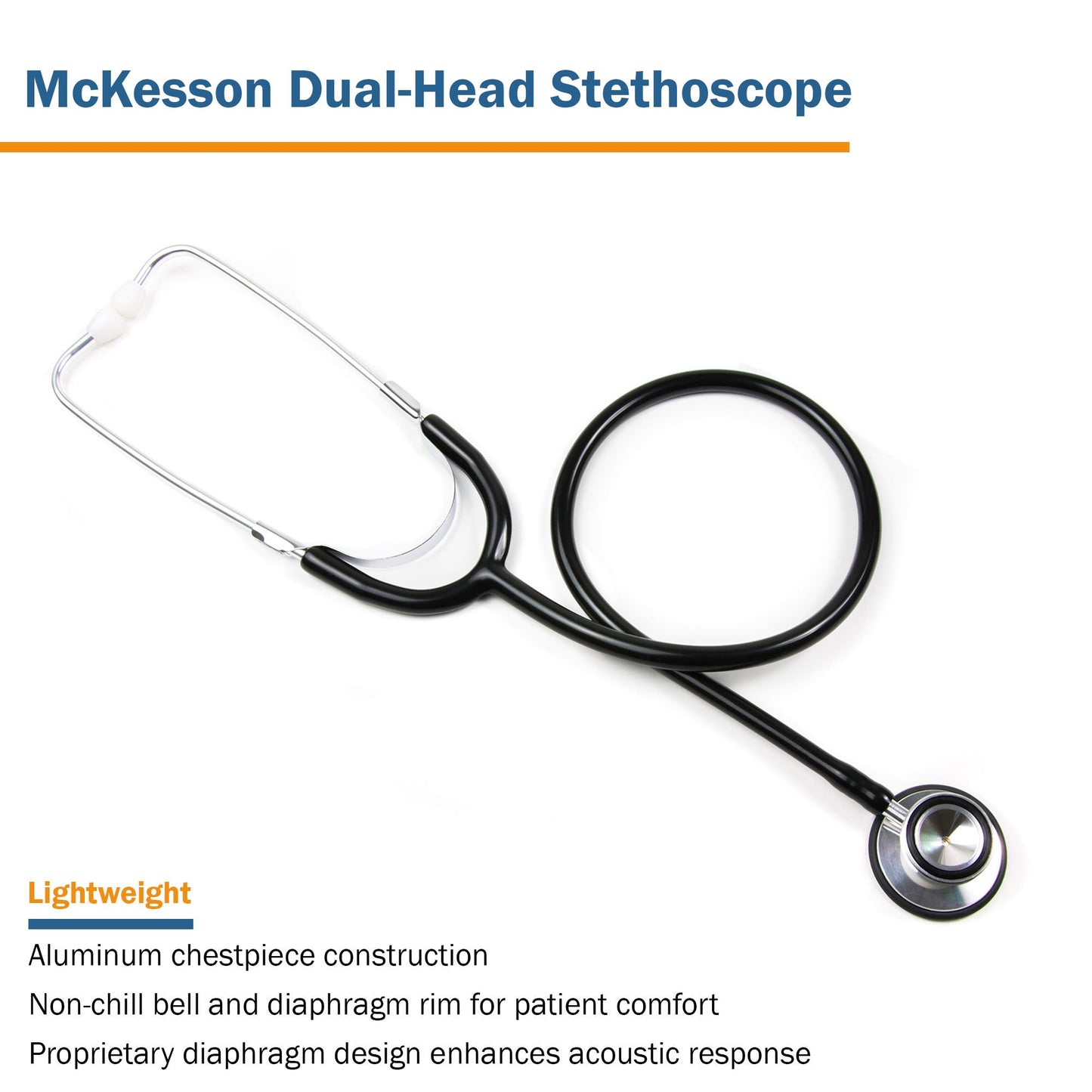 STETHOSCOPE, DUAL HEAD BLK (10/BX 5BX/CS)