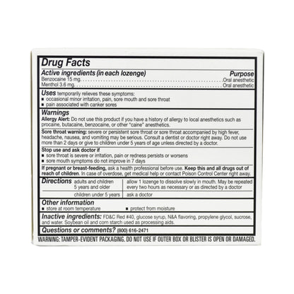 SORE THROAT, LOZ CHERRY 15MG-3.6MG (18/PK)