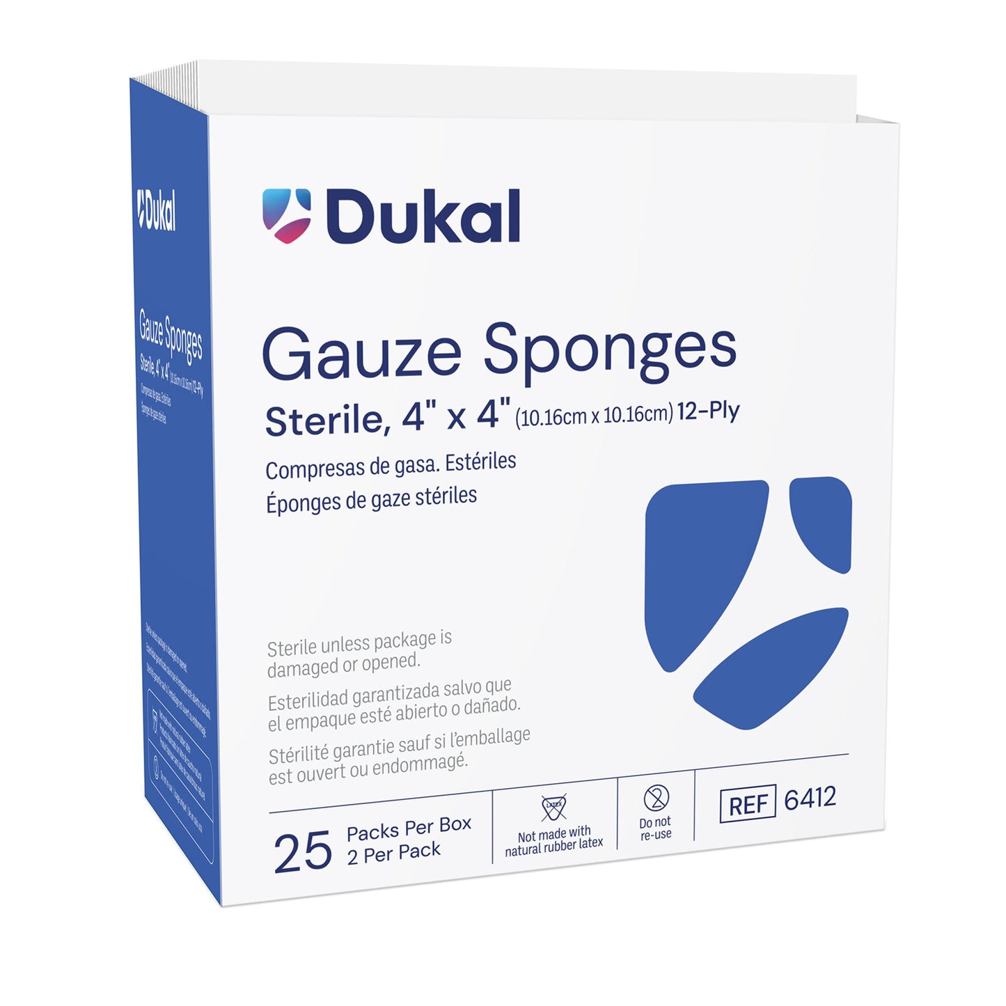 SPONGE, GAUZE 12PLY STR 4"X4" (2/PK 25PK/BX)