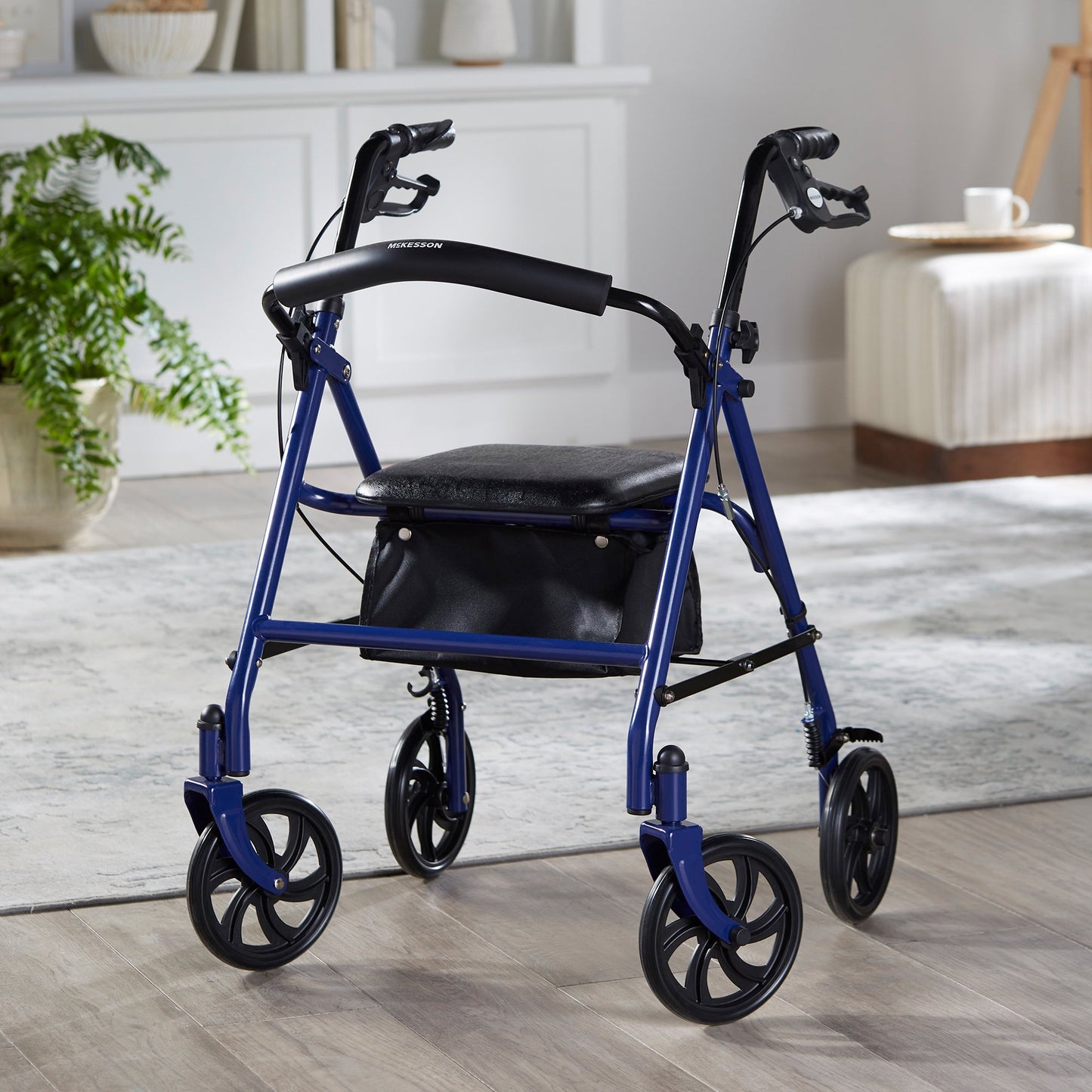 WALKER, ROLLATOR DURA FOLDING STEEL W/7.5" WHLS BLU 300LB
