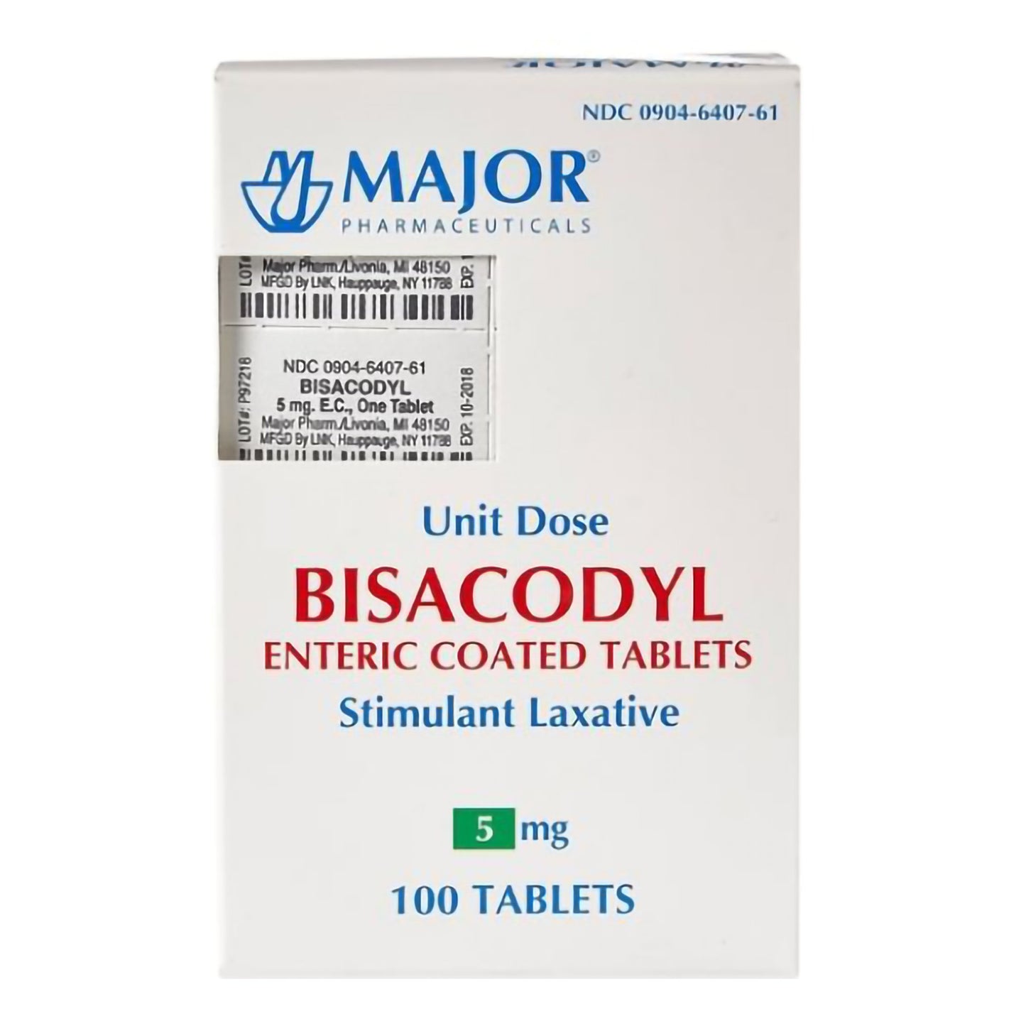 BISACODYL EC, TAB 5MG UD (100/BX) MJPHRM