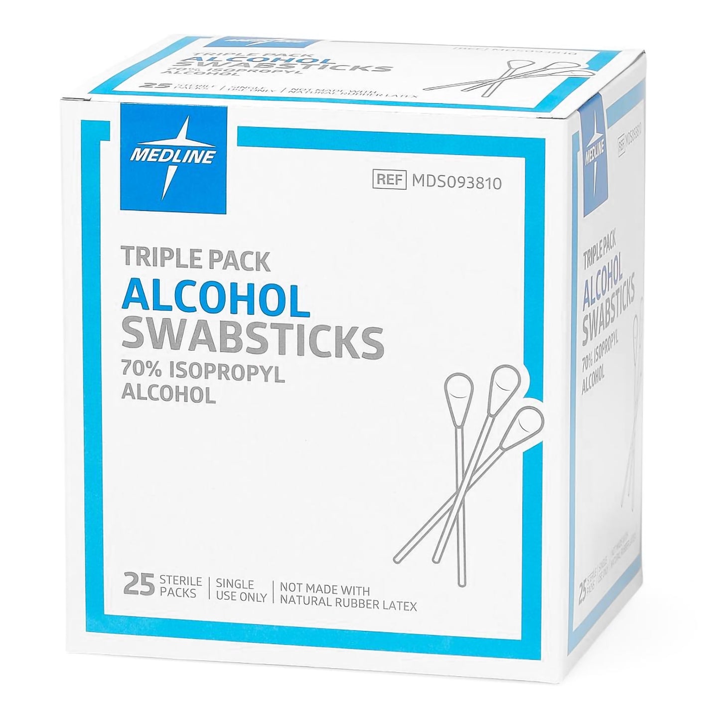 SWABSTICK, ALCOHOL (3/PK 25PK/BX 10BX/CS)