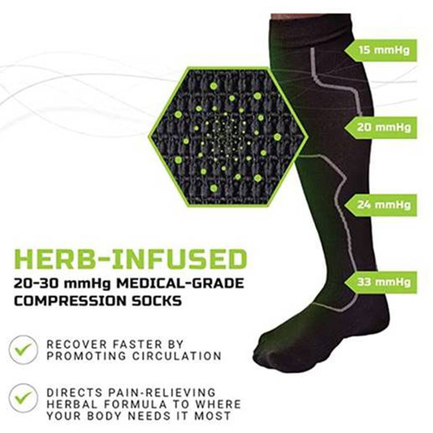 SOCKS, KNEE-HI COMPRSN INFUSEDLG/XLG (48PR/CS)