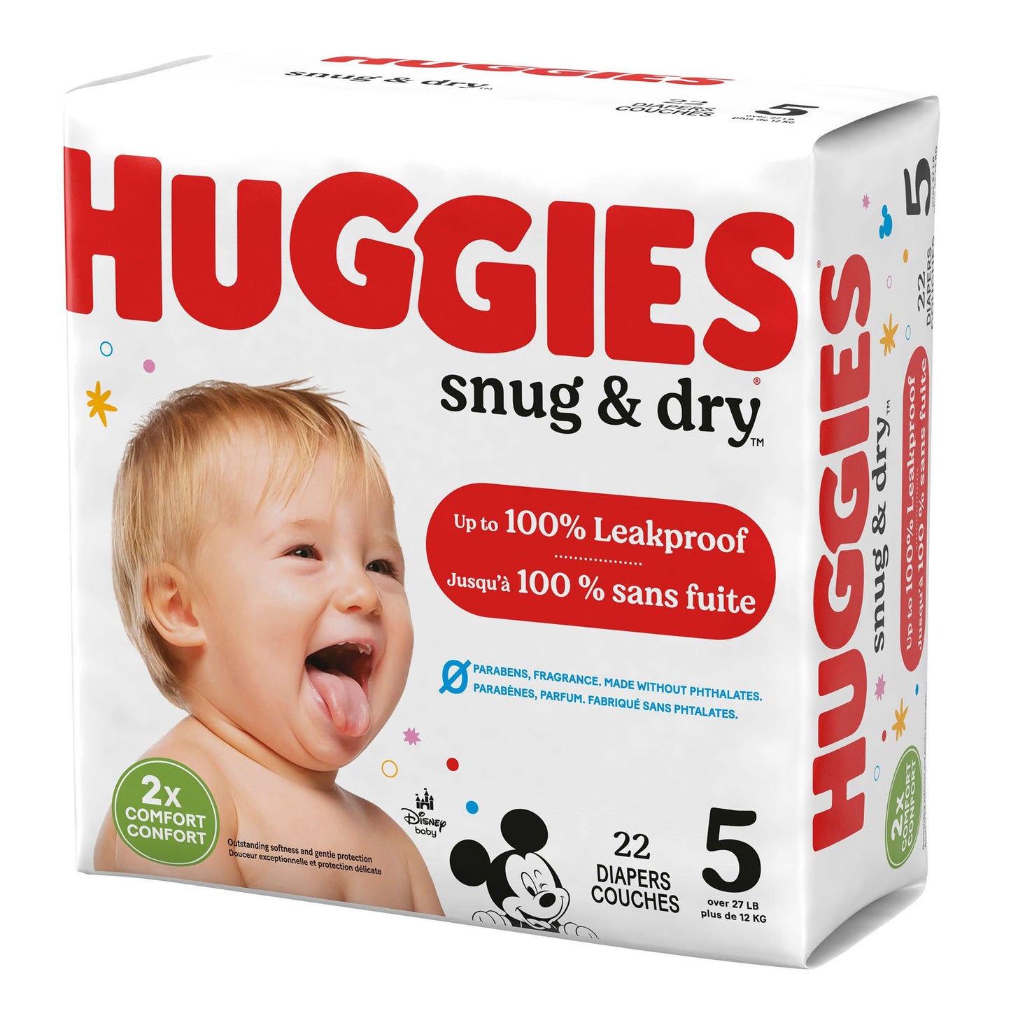 DIAPER, HUGGIES SNUG & DRY JUMBO PK SZ5 (22/PK 4PK/CS)