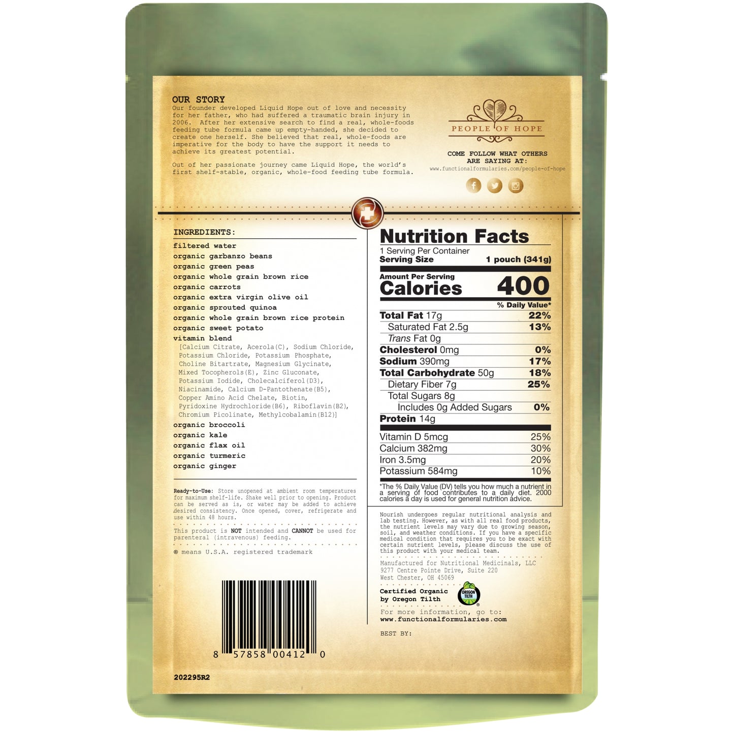 FOOD MEAL, NOURISHORGANIC GLUTFREE 12OZ (24/CS)