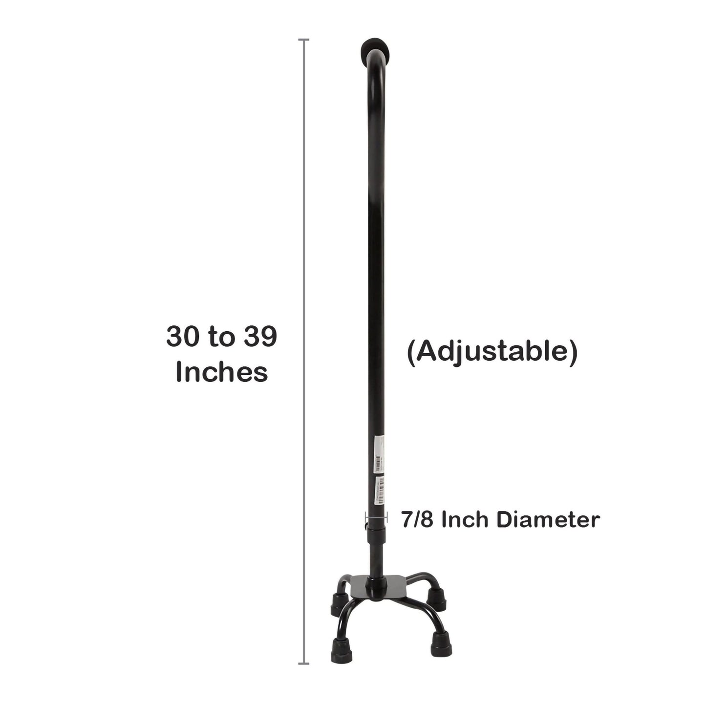 CANE, QUAD/SM BASE ALUM BLK (4/CS)