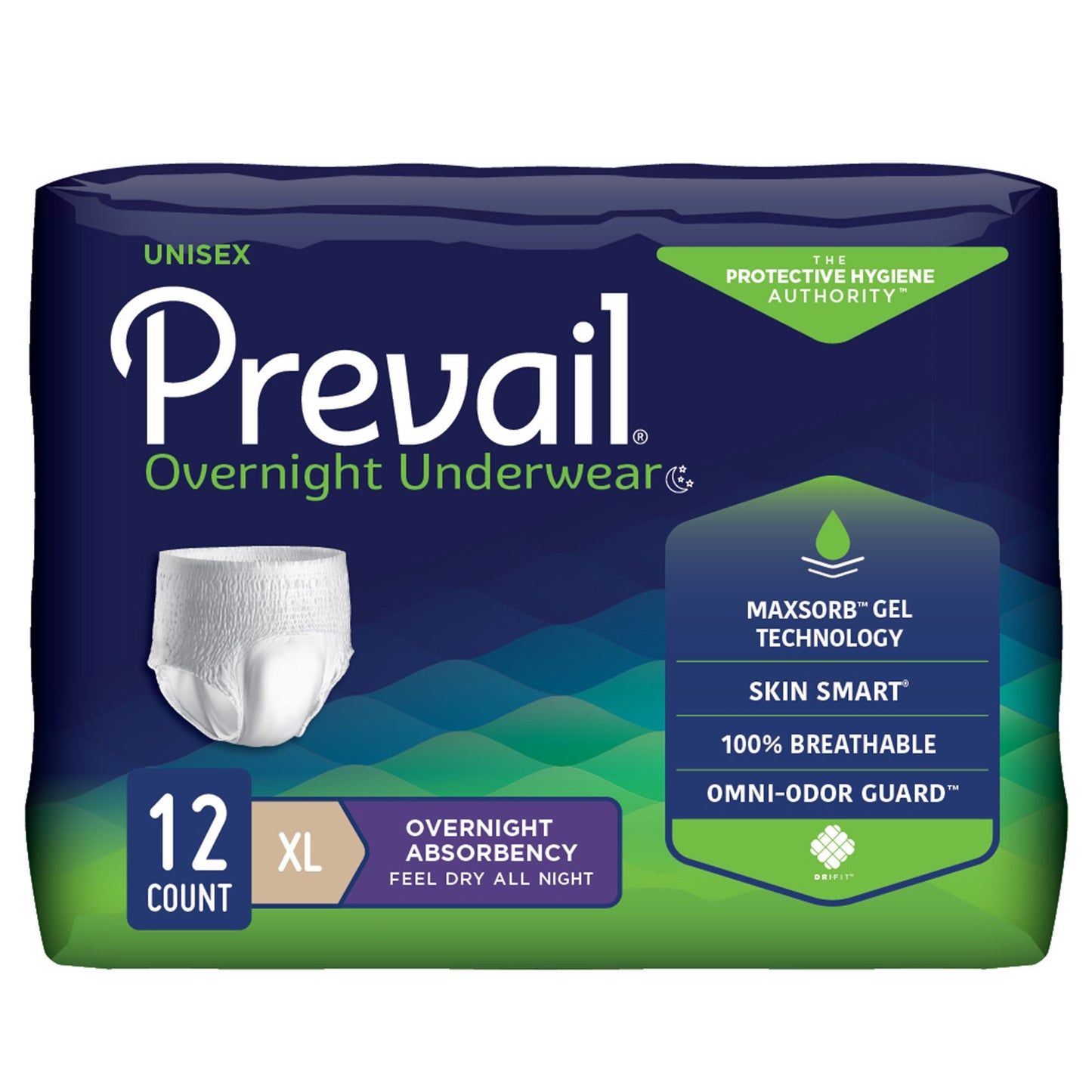 UNDERWEAR, OVERNIGHT PROT PREVAIL XLG 58-68" (12/PK 4PK/CS)