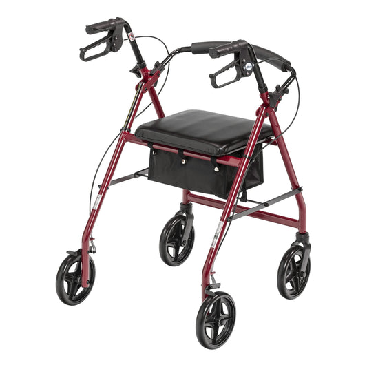 ROLLATOR, LT-WT FLDING ALUM W/7.5" WHEELS RED 300LB (1/CS)