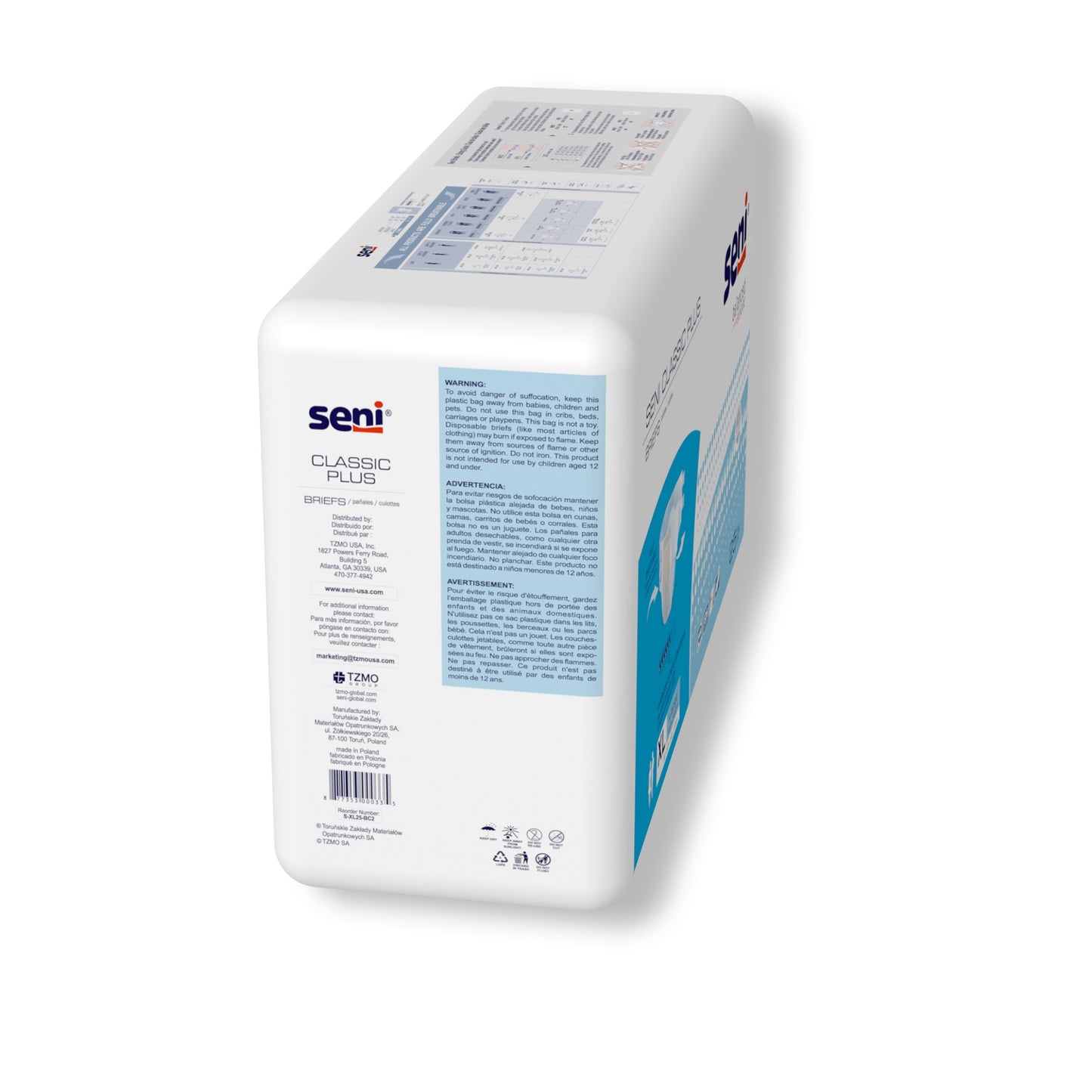 BRIEF, INCONT SENI CLASSIC PLUS XLG 55"-67" (25/PK 4PK/CS)
