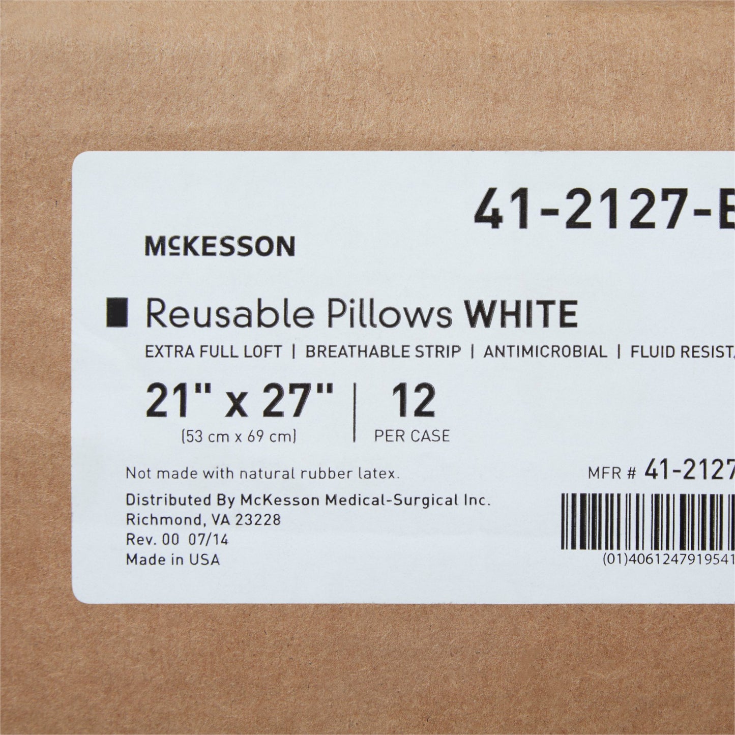 PILLOW, BRTHABL MOIST-RESIST WHT XFUL 21X27 (12/CS