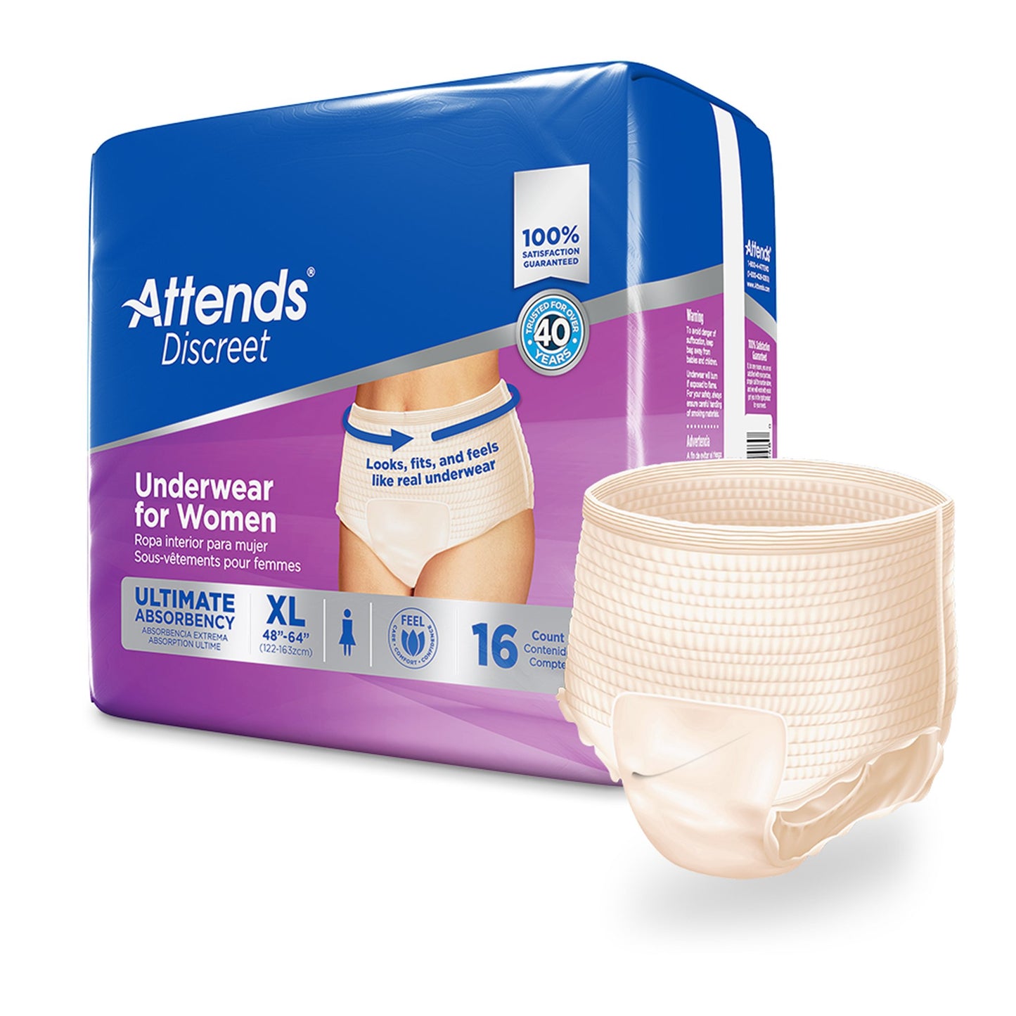 UNDERWEAR, DISCREET ATTENDS FML XLG (16/BG 4BG/CS)